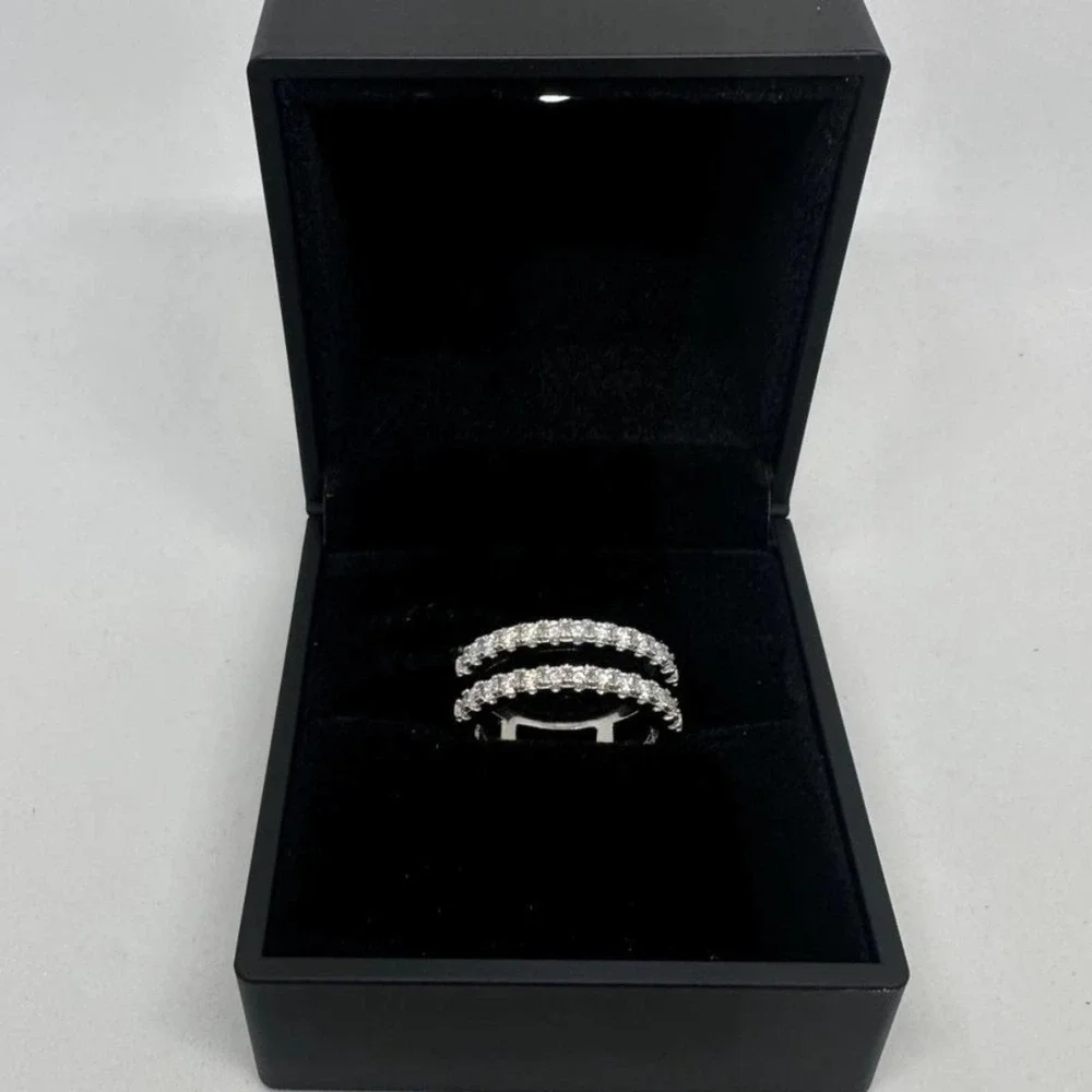 Moissanite Diamond Ring Enhancer Double Row Wedding Band Brilliant GRA Size 10